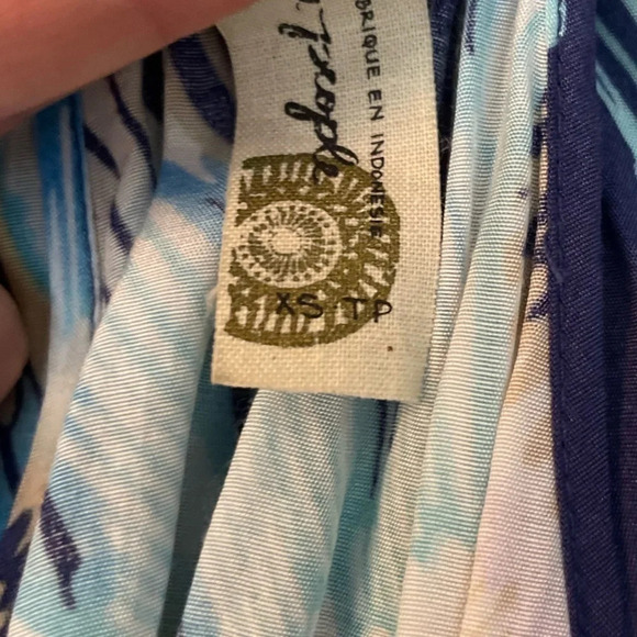 Free People Dress Womens XS Blue Tropical Boho Vacation Y2K Beachy Costal Mini - Picture 13 of 14